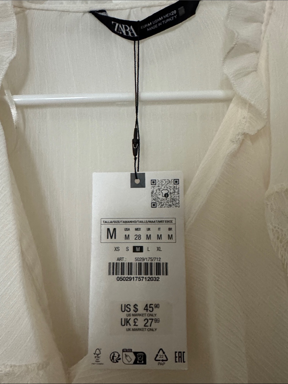 Zara white Ruffle Sheer Blouse - Picture 2 of 5